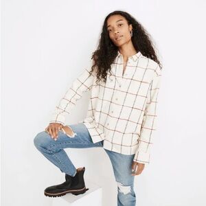 Madewell Oversized Flannel Ex Boyfriend Shirt - Medium - Rusty Torch